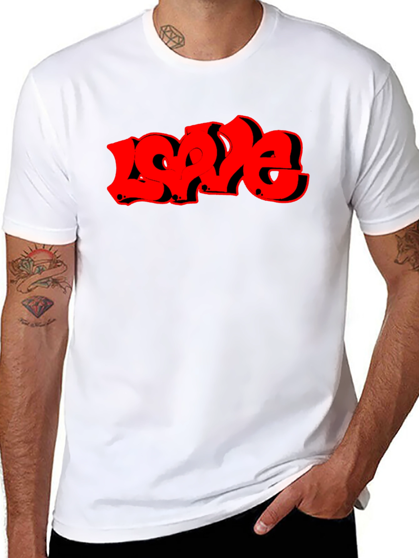 Love Graffiti Style Graphic T-Shirt - Black