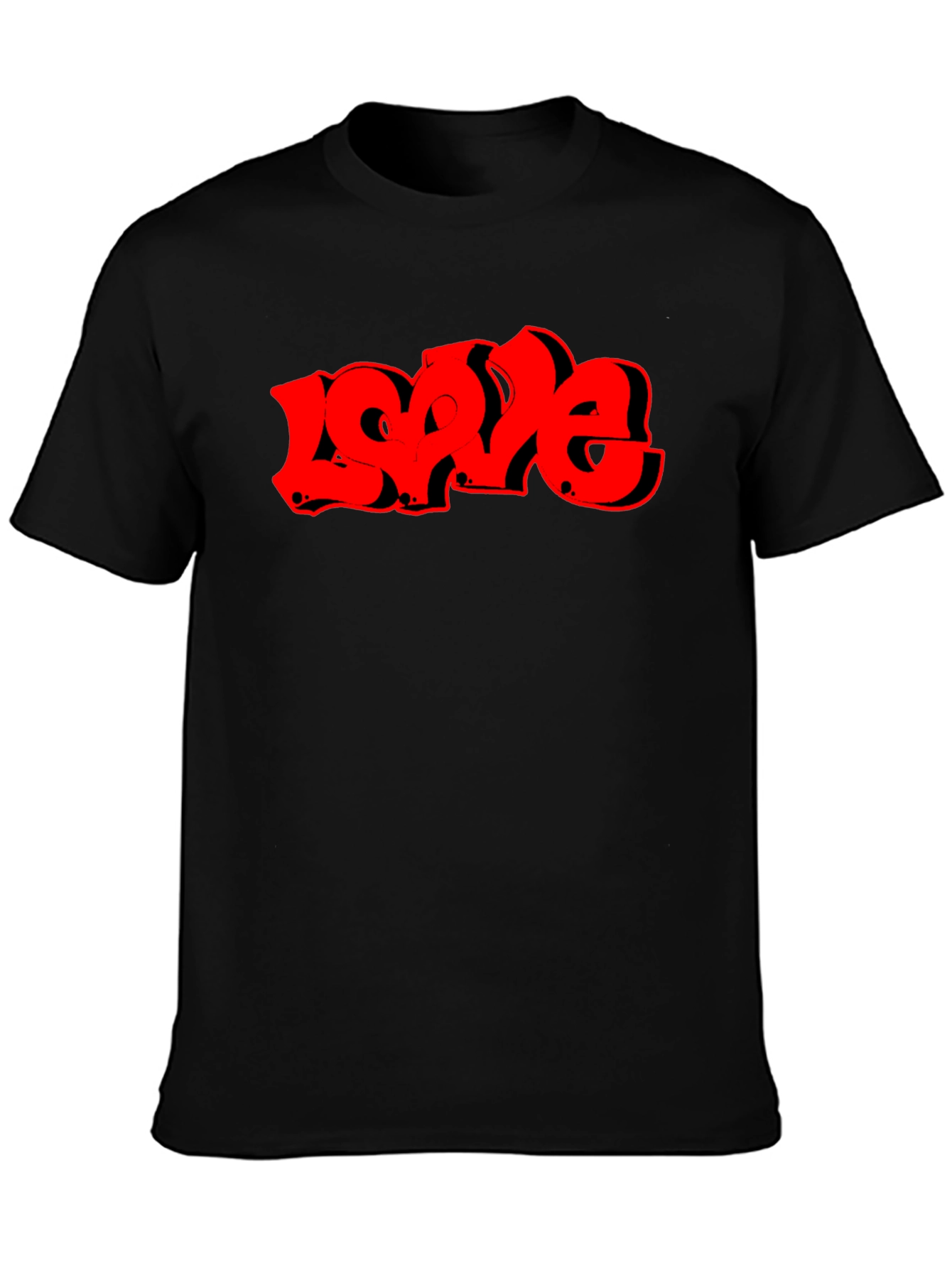 Love Graffiti Style Graphic T-Shirt - Black
