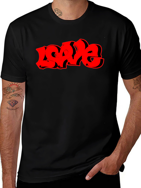 Love Graffiti Style Graphic T-Shirt - Black