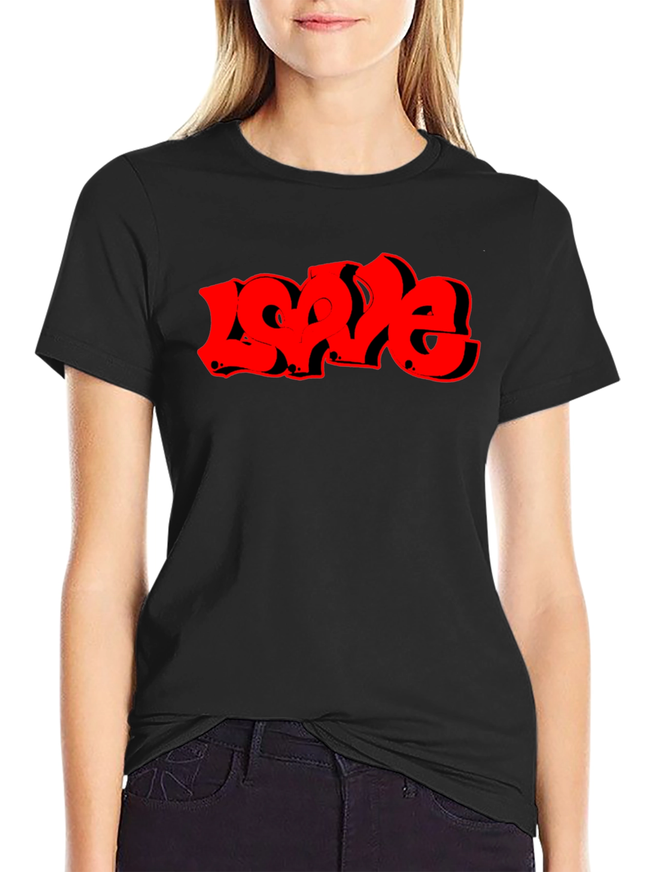 Love Graffiti Style Graphic T-Shirt - Black