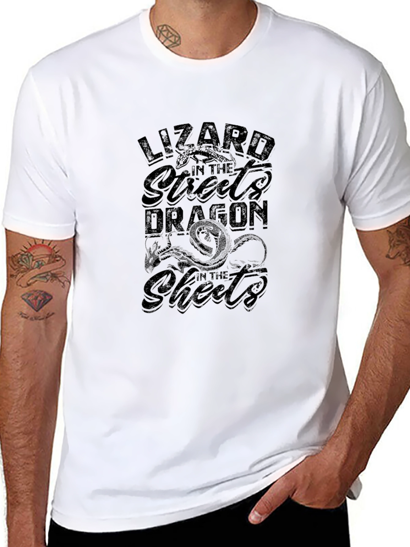 Lizard Dragon Graphic Tee - Black