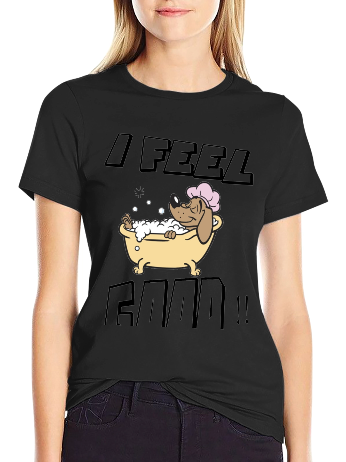 I Feel Good! Dog in Bathtub Graphic T-Shirt