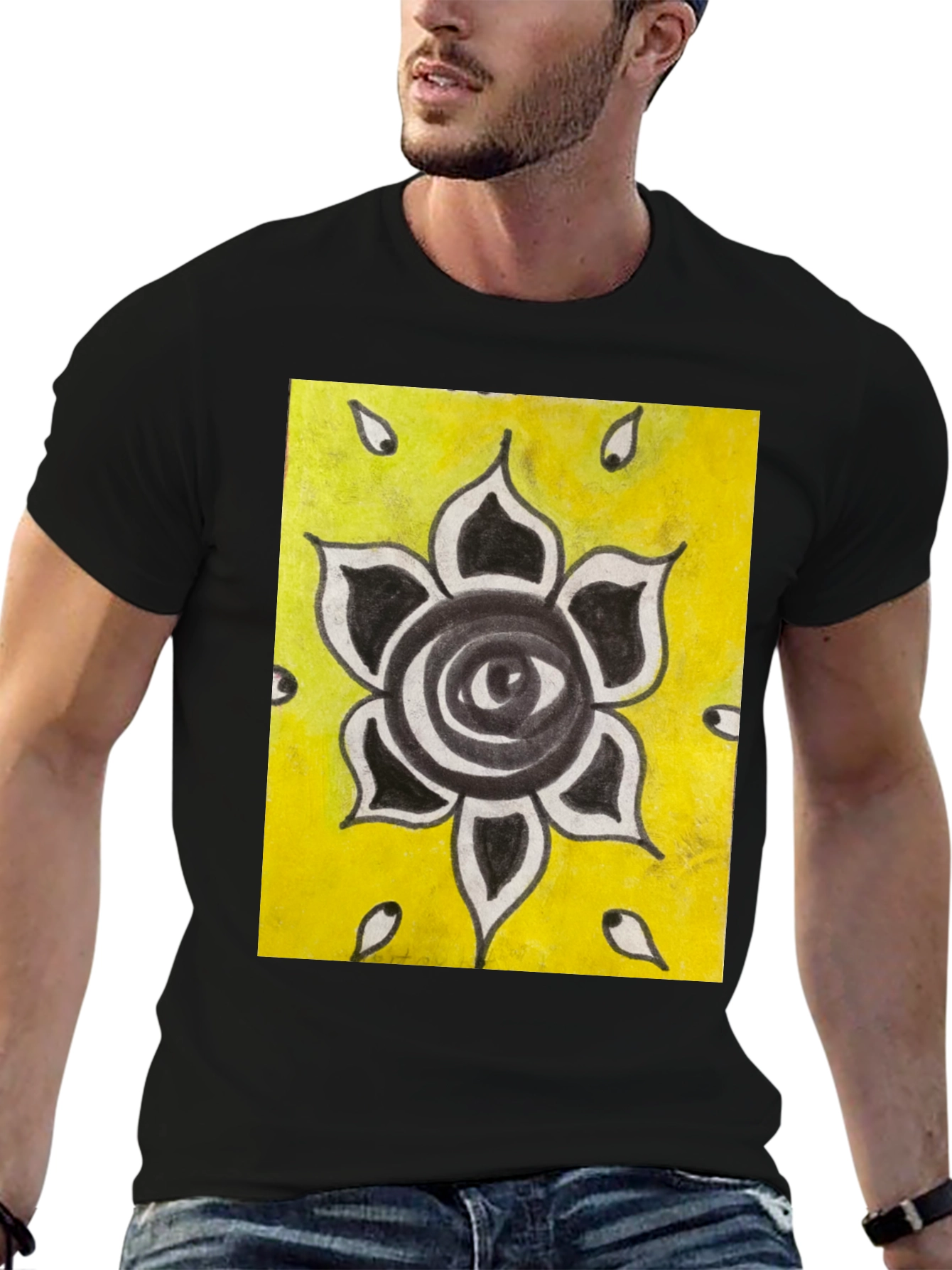 Eye Flower Graphic Black T-Shirt