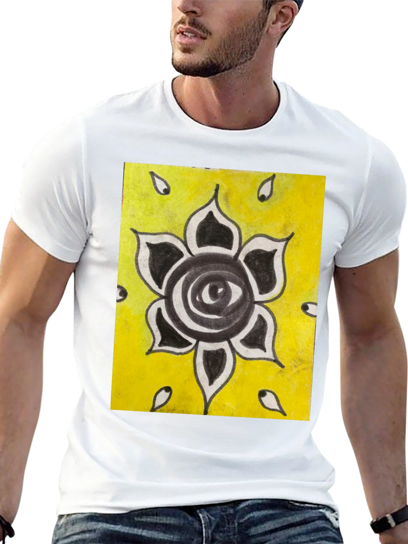 Eye Flower Graphic Black T-Shirt