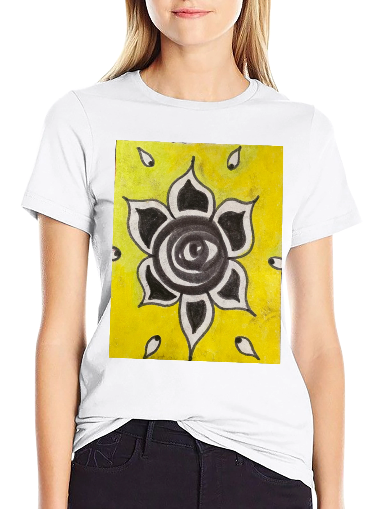 Eye Flower Graphic Black T-Shirt