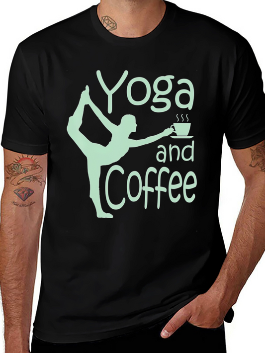 Yoga and Coffee Graphic Tee - Black Cotton T-Shirt