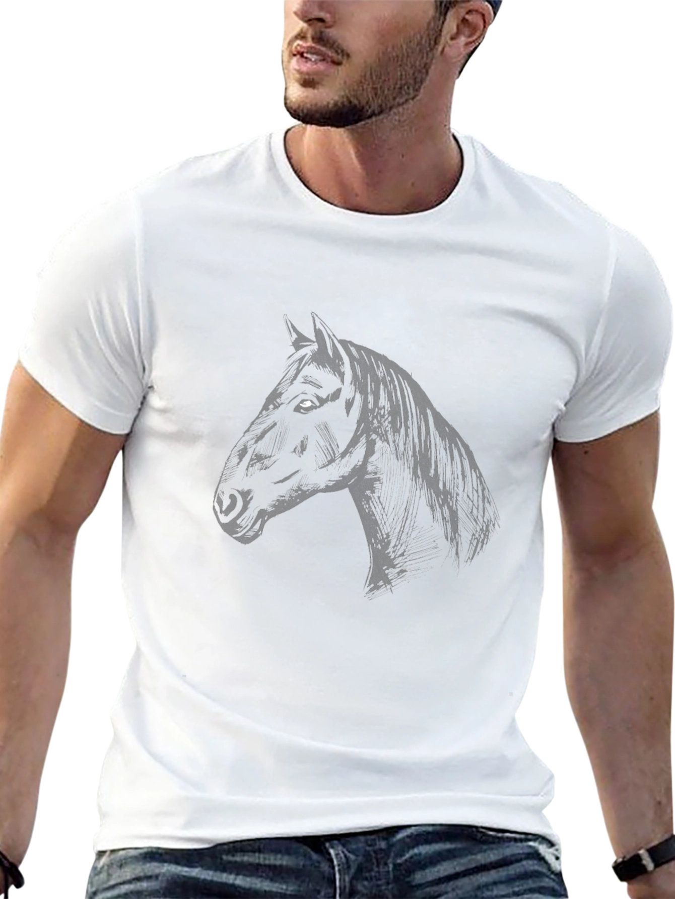 Black Horse Graphic Tee - Mens Fashion