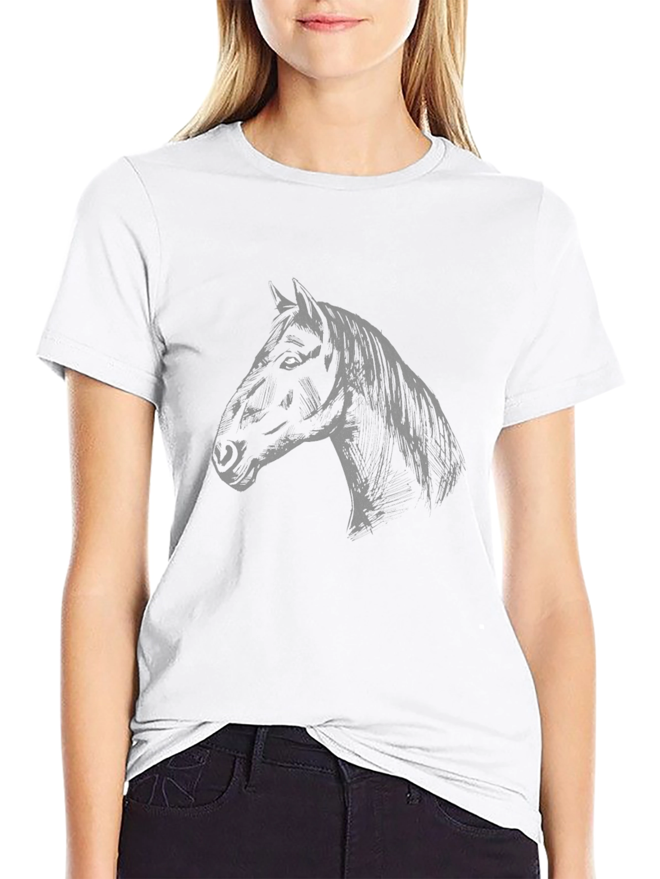 Black Horse Graphic Tee - Mens Fashion