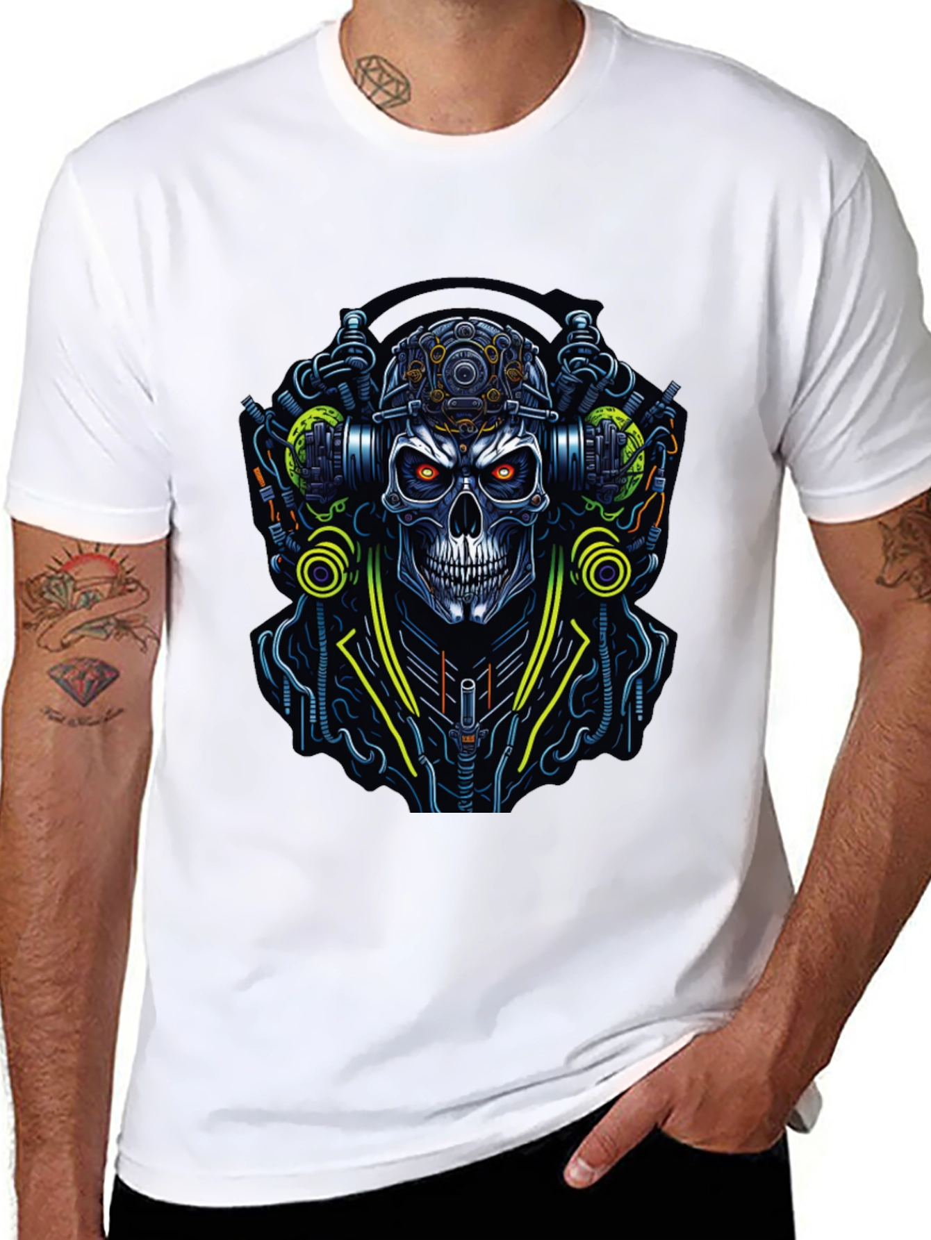 Cyberpunk Skull T-Shirt - Futuristic Graphic Tee