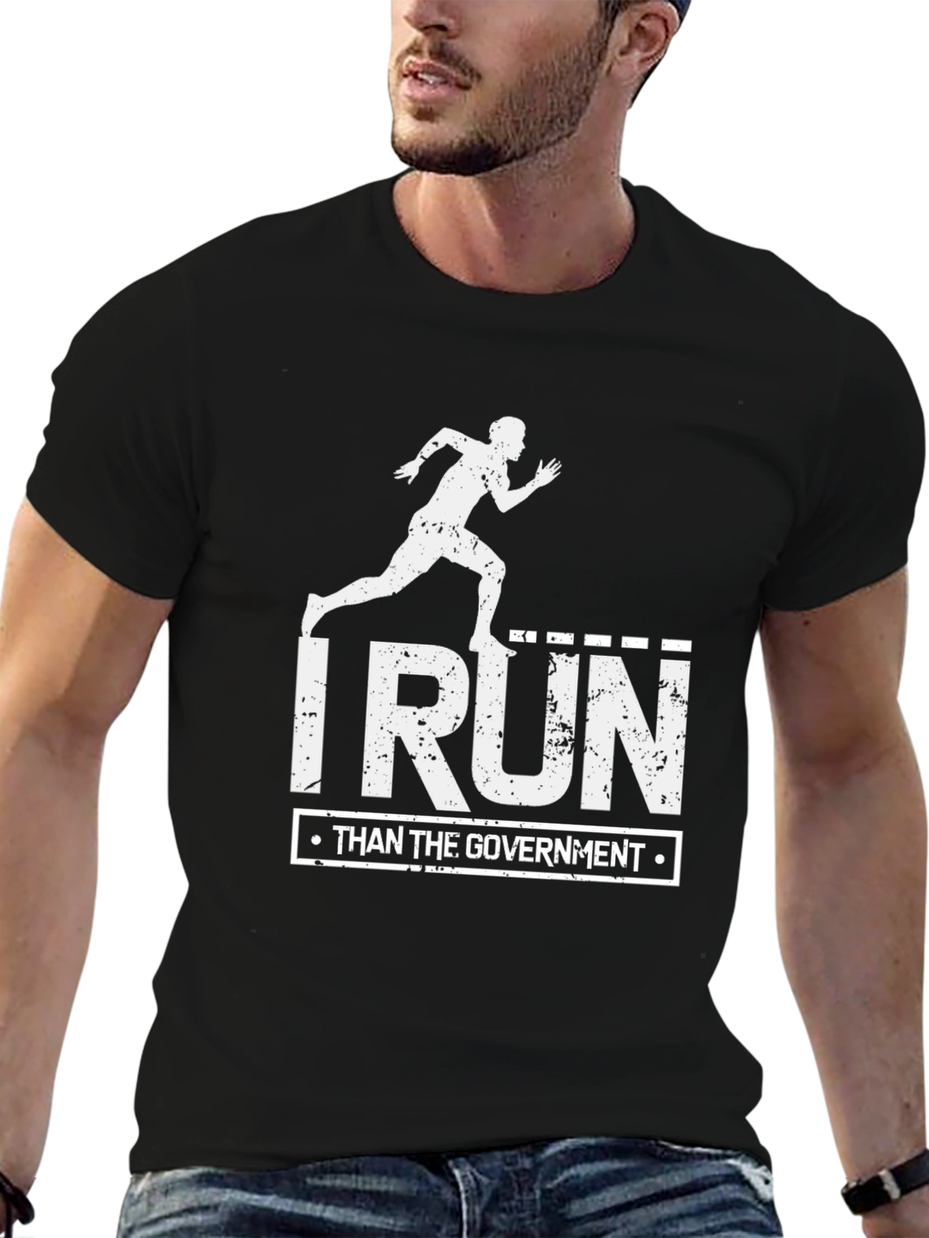 I Run Than the Government Black Tee