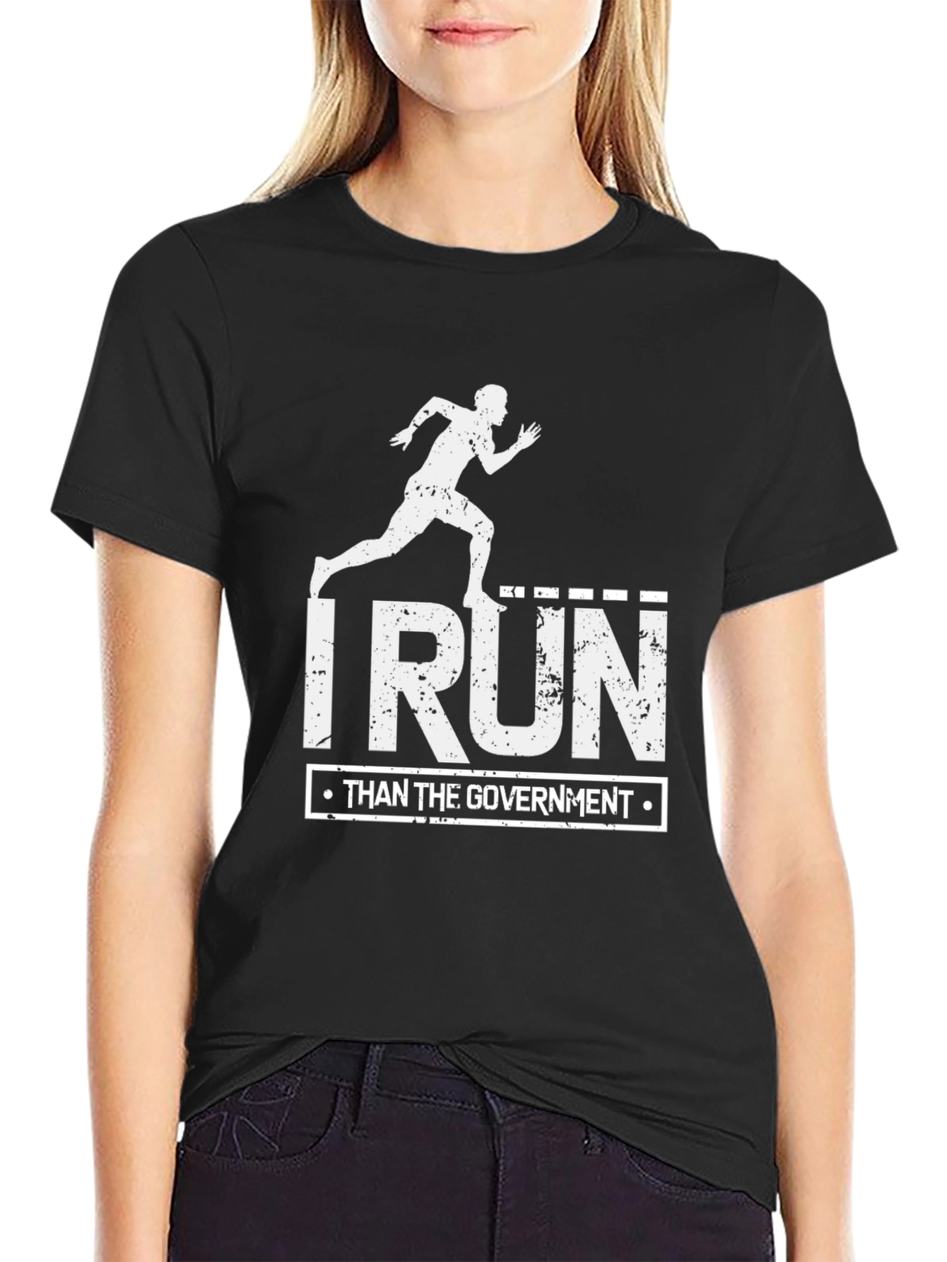 I Run Than the Government Black Tee