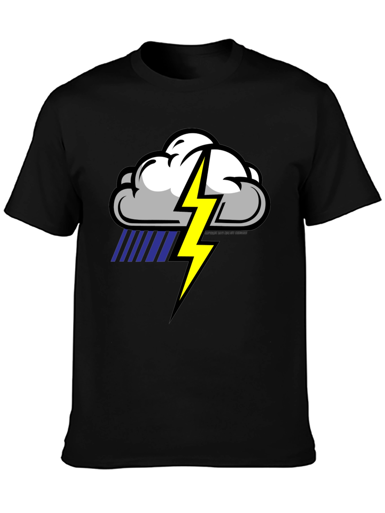 Storm Cloud Lightning Graphic Black T-Shirt