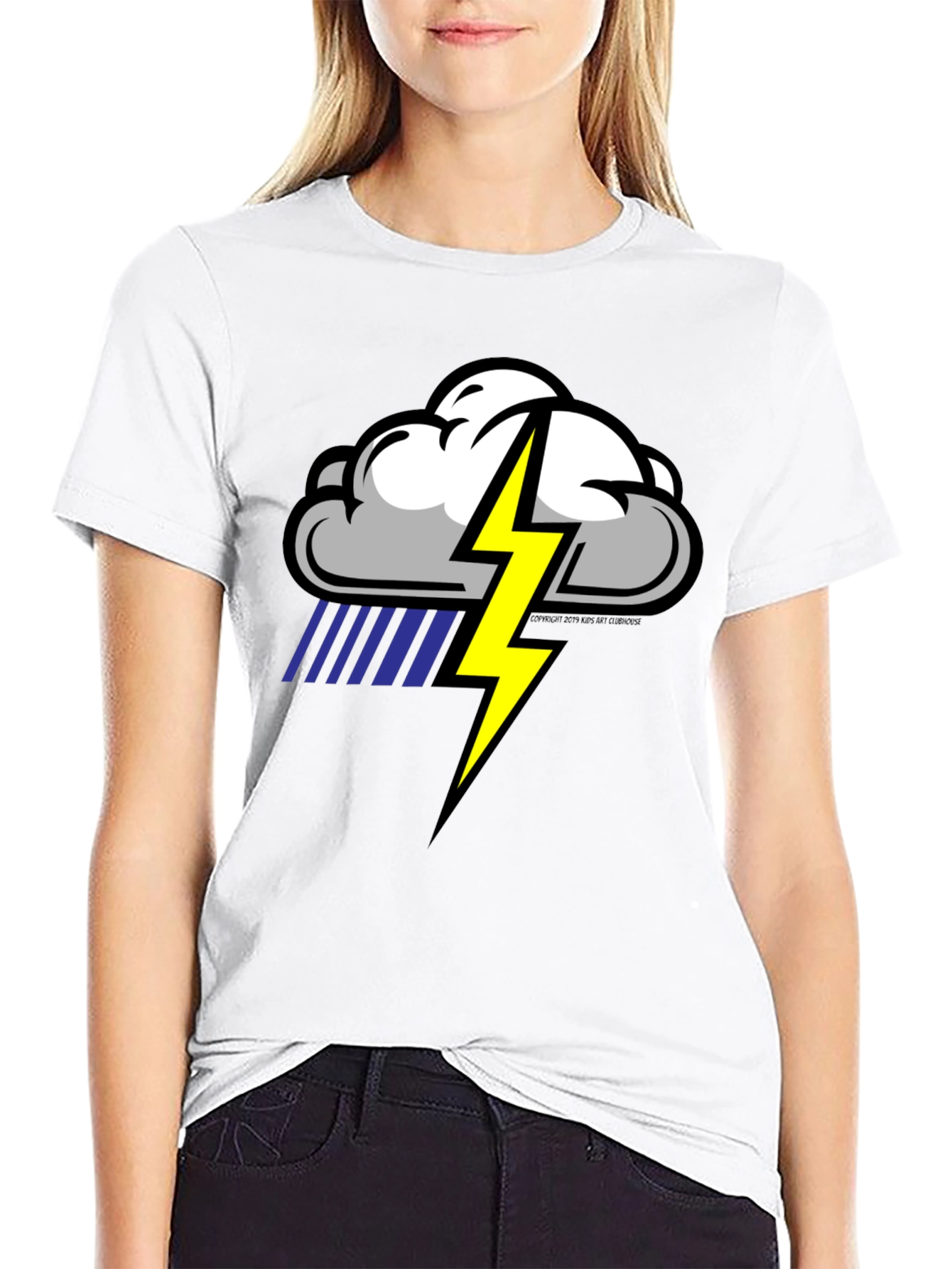 Storm Cloud Lightning Graphic Black T-Shirt
