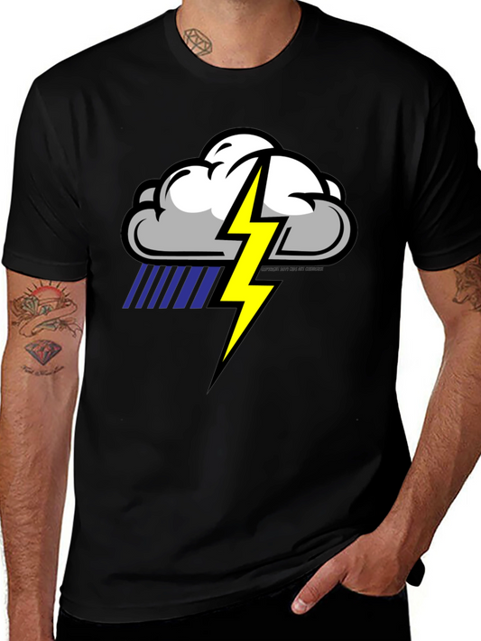 Storm Cloud Lightning Graphic Black T-Shirt