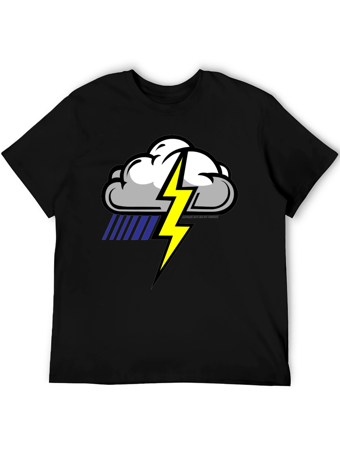 Storm Cloud Lightning Graphic Black T-Shirt
