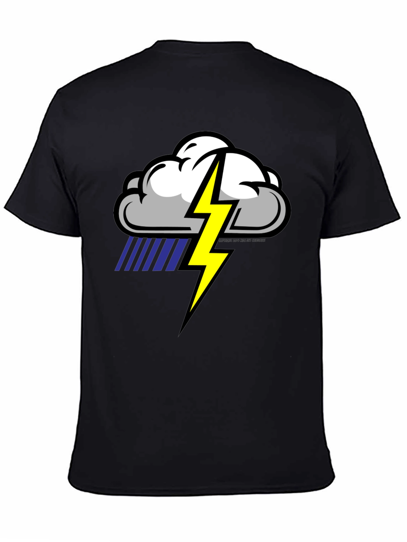Storm Cloud Lightning Graphic Black T-Shirt
