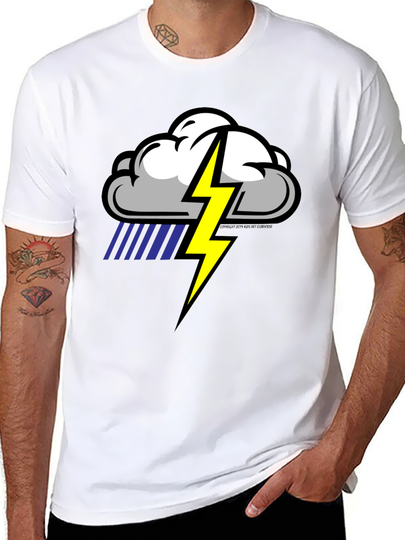 Storm Cloud Lightning Graphic Black T-Shirt