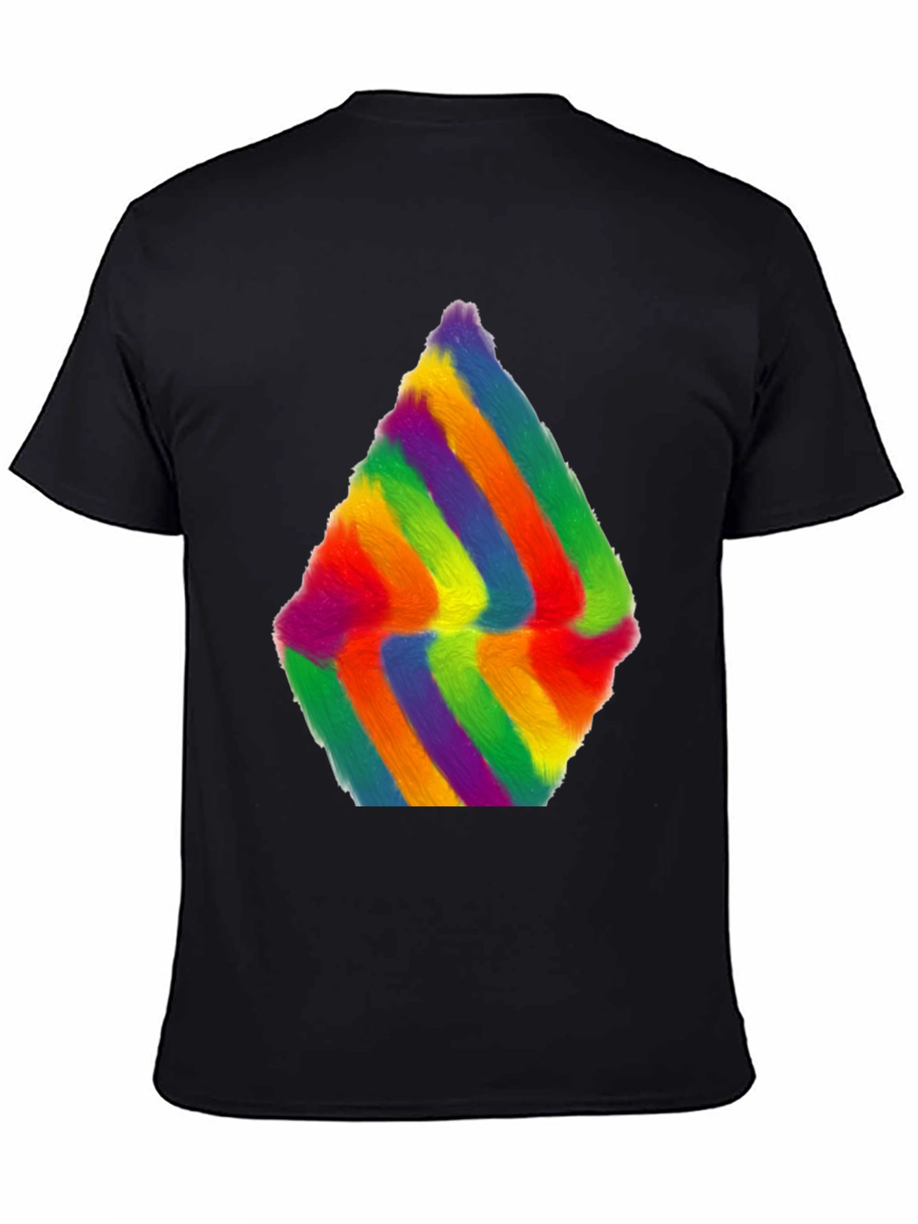 Rainbow Furry Abstract Art Black T-Shirt