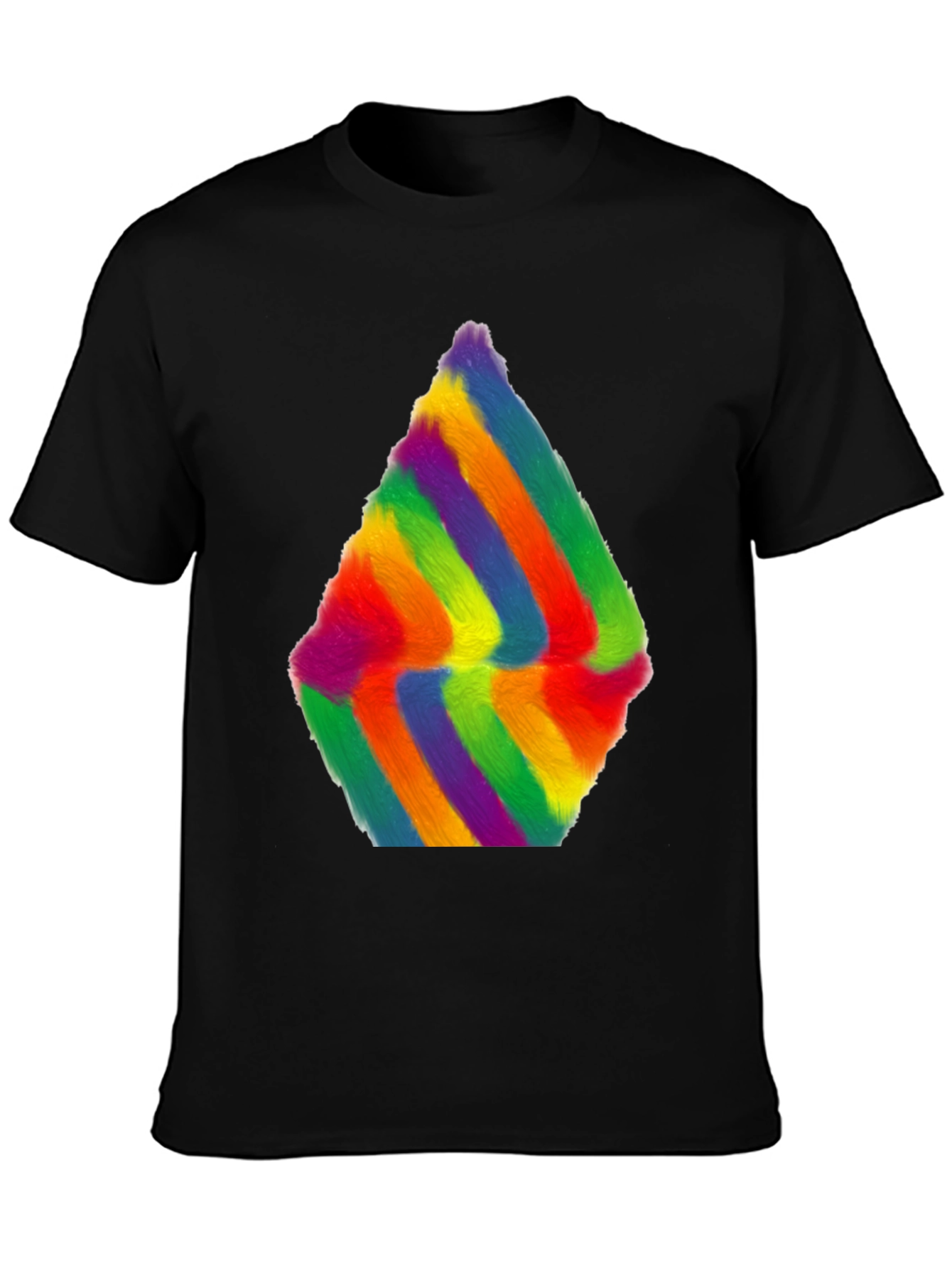 Rainbow Furry Abstract Art Black T-Shirt