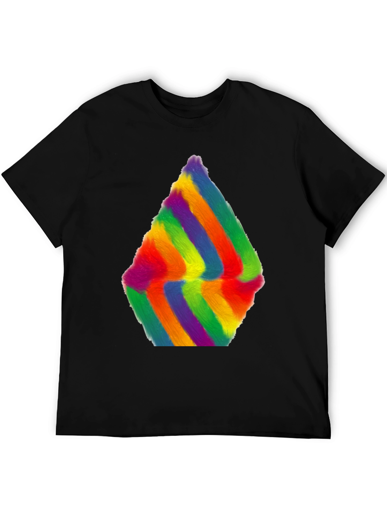 Rainbow Furry Abstract Art Black T-Shirt