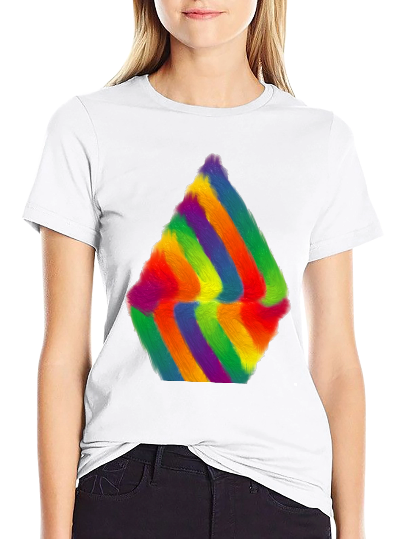 Rainbow Furry Abstract Art Black T-Shirt