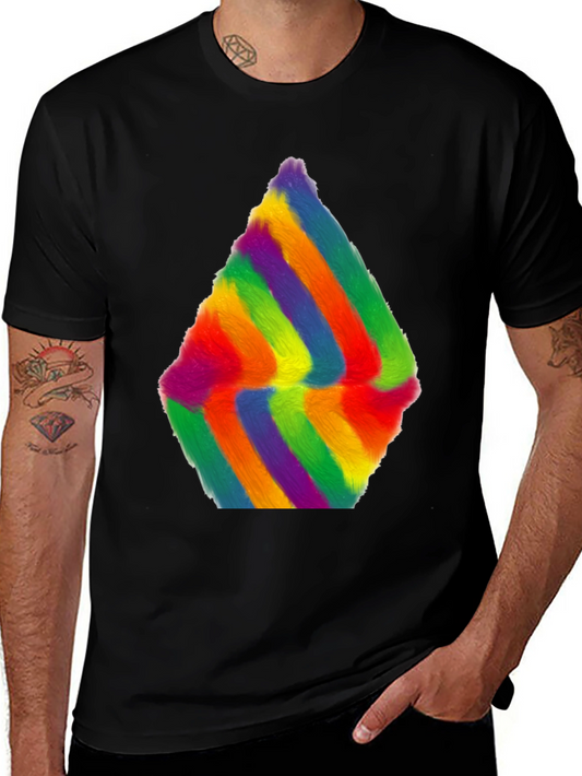 Rainbow Furry Abstract Art Black T-Shirt