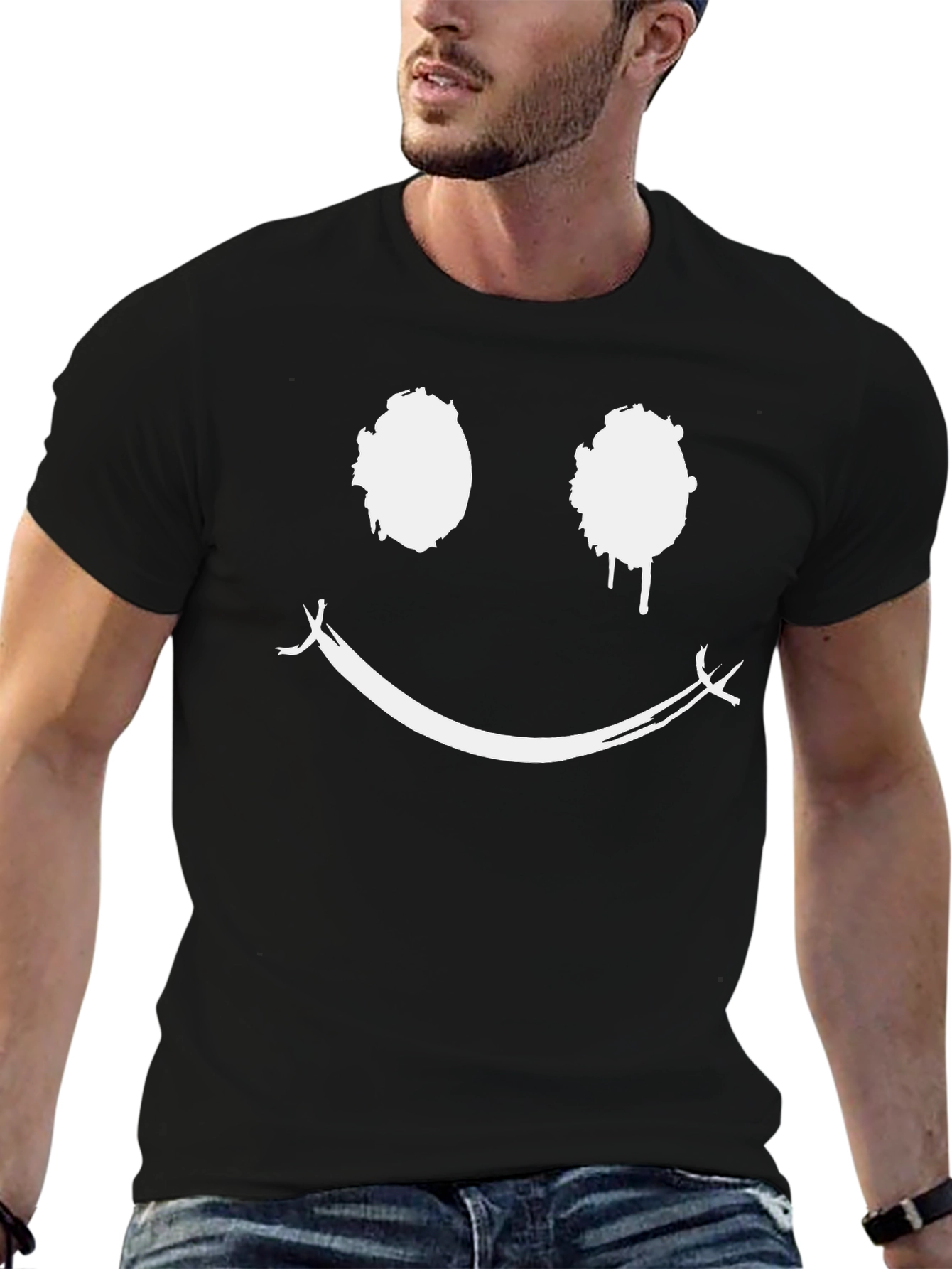 Creepy Smile Graphic Tee - Black Cotton T-Shirt
