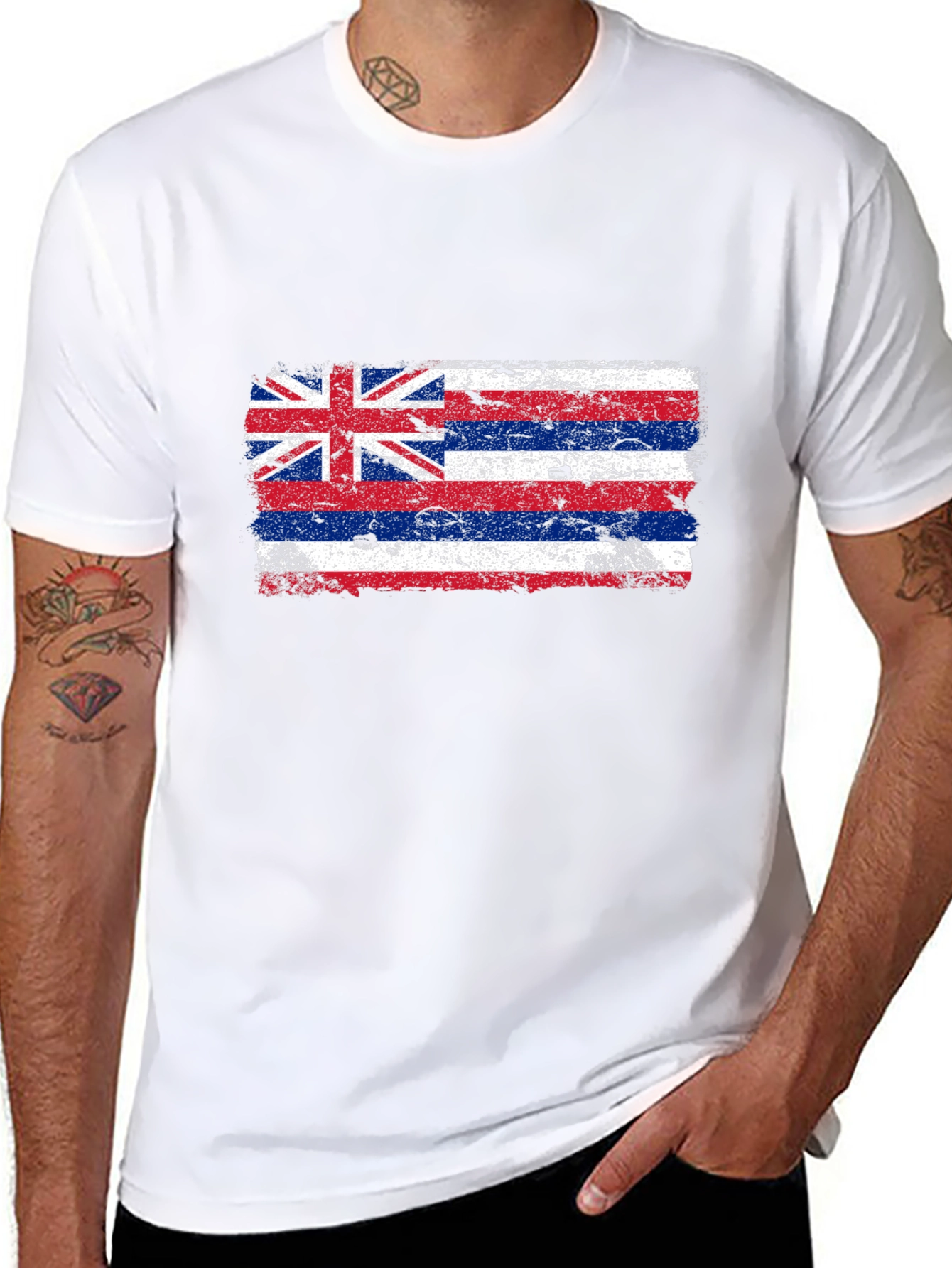 Hawaii Flag Distressed Graphic T-Shirt