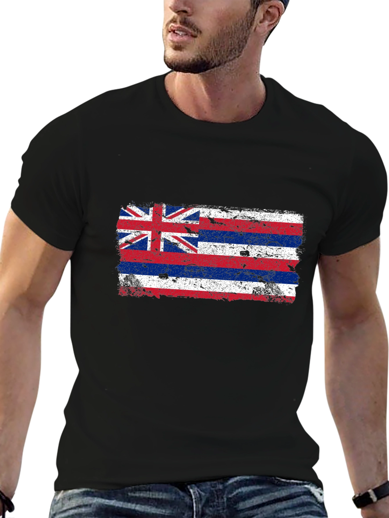 Hawaii Flag Distressed Graphic T-Shirt
