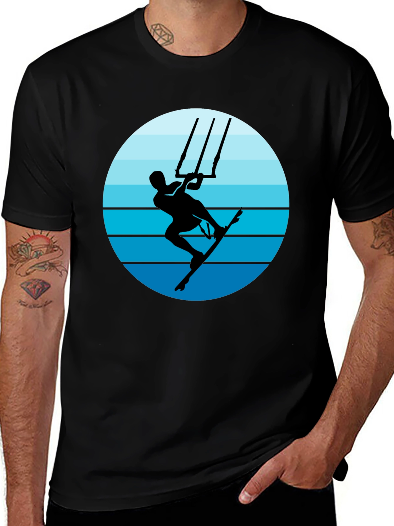 Kitesurfing Graphic T-Shirt - Black Cotton Tee