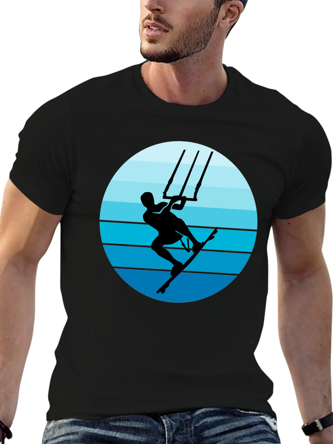 Kitesurfing Graphic T-Shirt - Black Cotton Tee