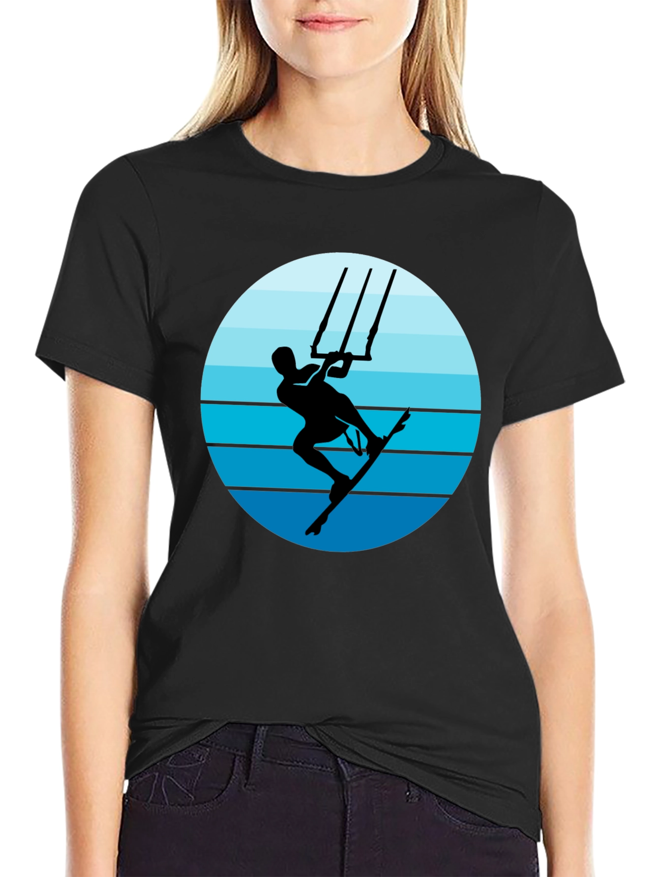 Kitesurfing Graphic T-Shirt - Black Cotton Tee