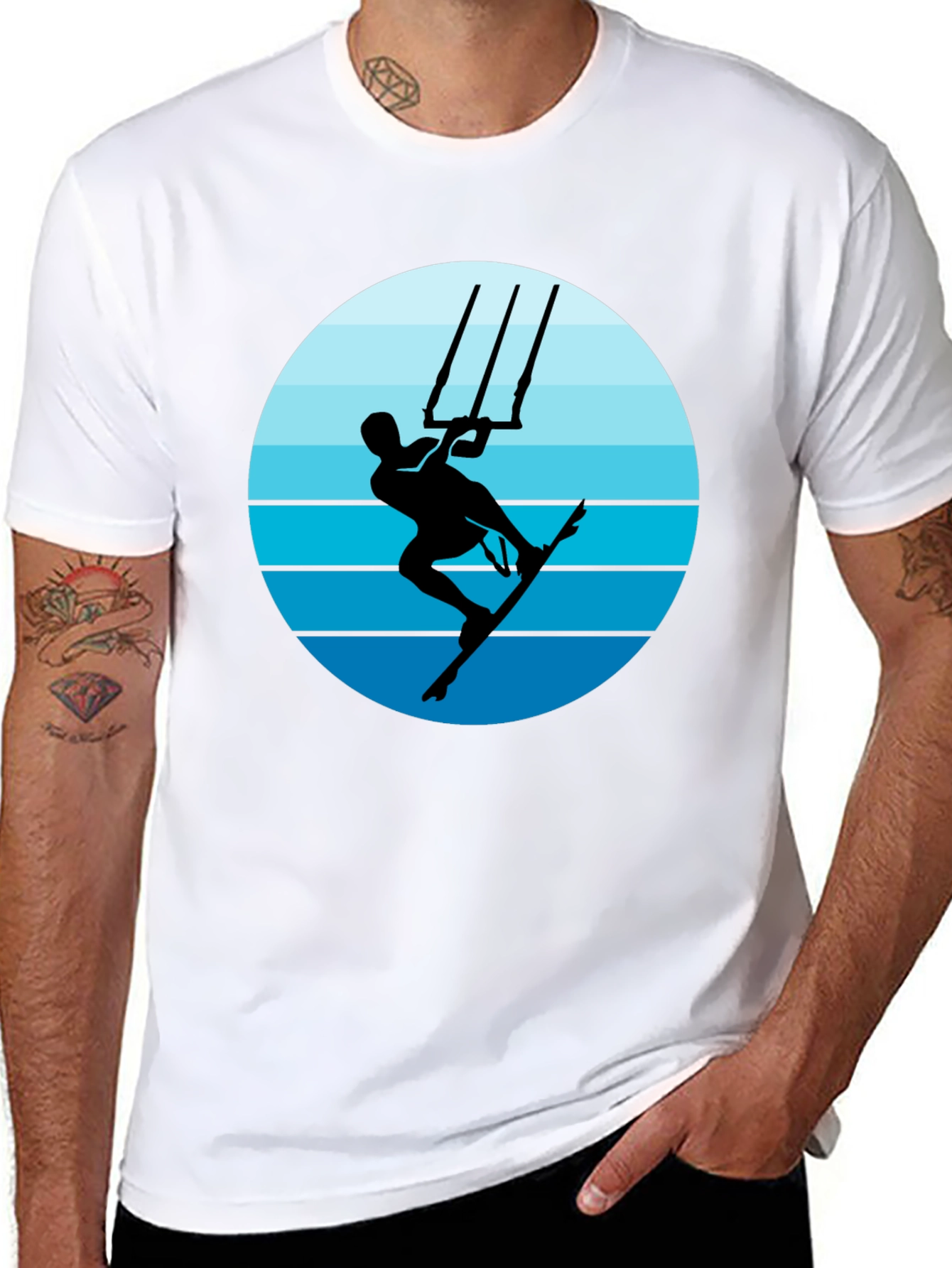 Kitesurfing Graphic T-Shirt - Black Cotton Tee