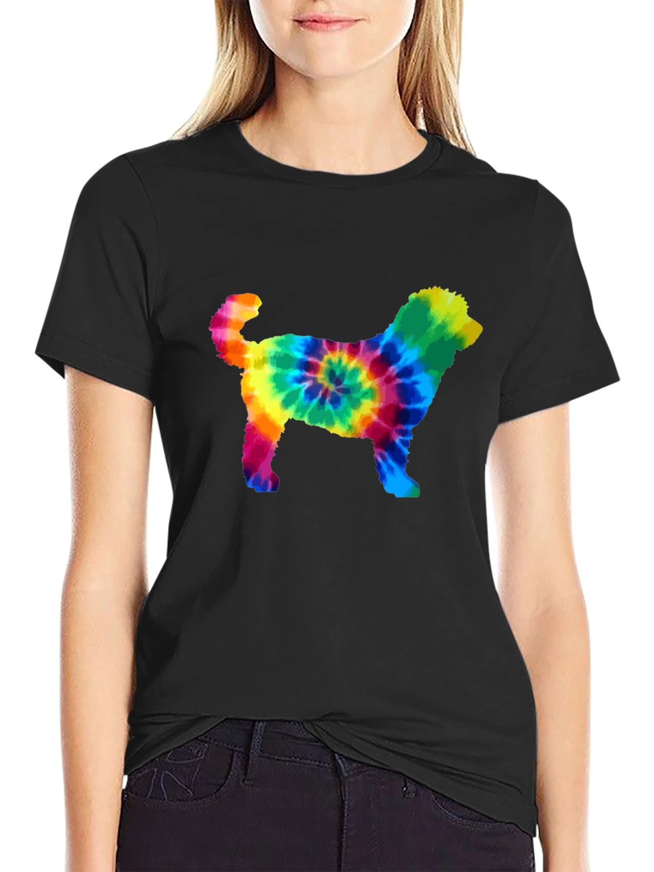 Tie Dye Dog Silhouette Graphic Tee