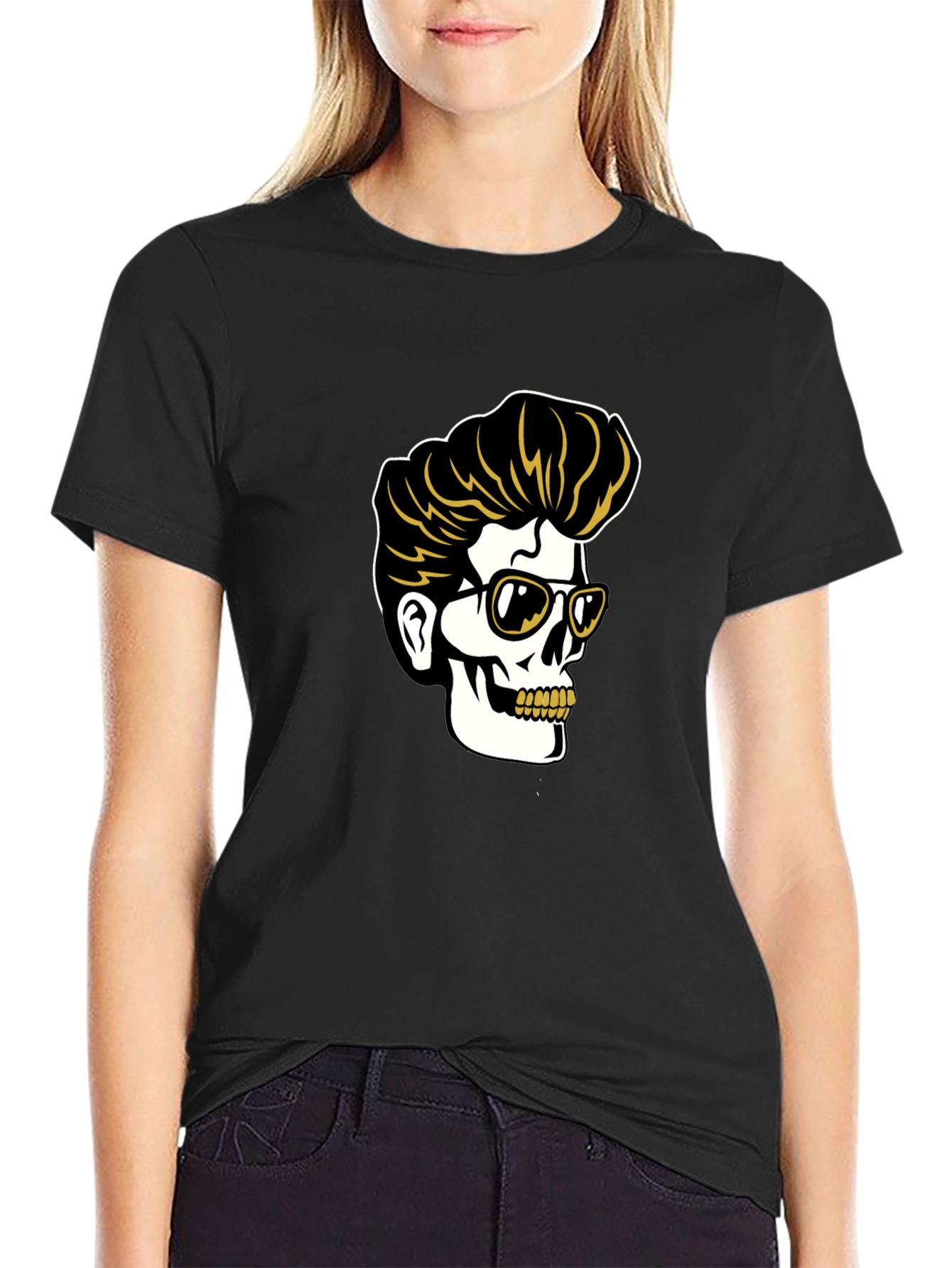 Cool Skull Graphic Tee - Rockabilly Style