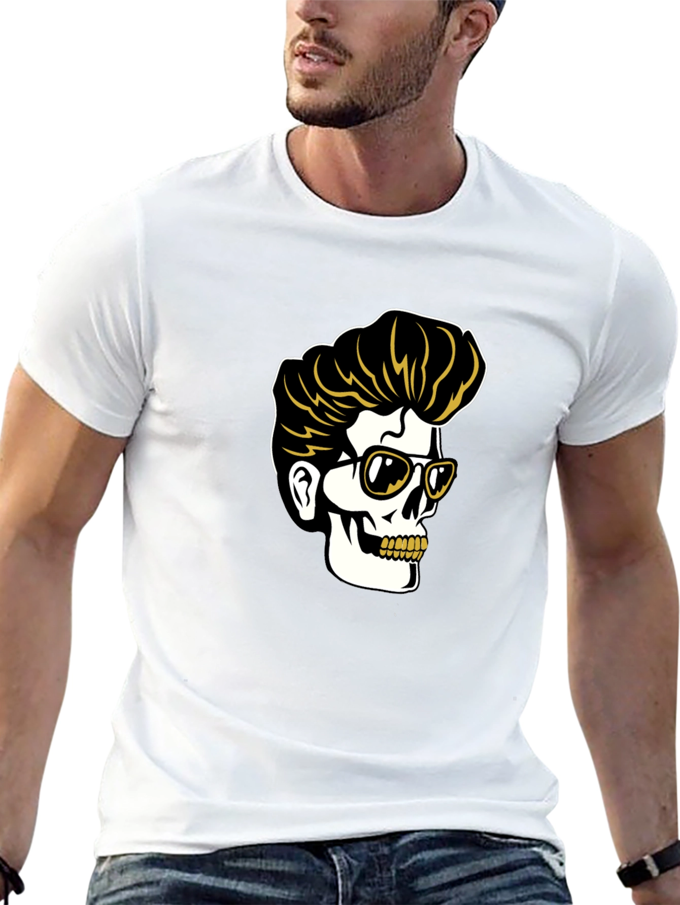 Cool Skull Graphic Tee - Rockabilly Style