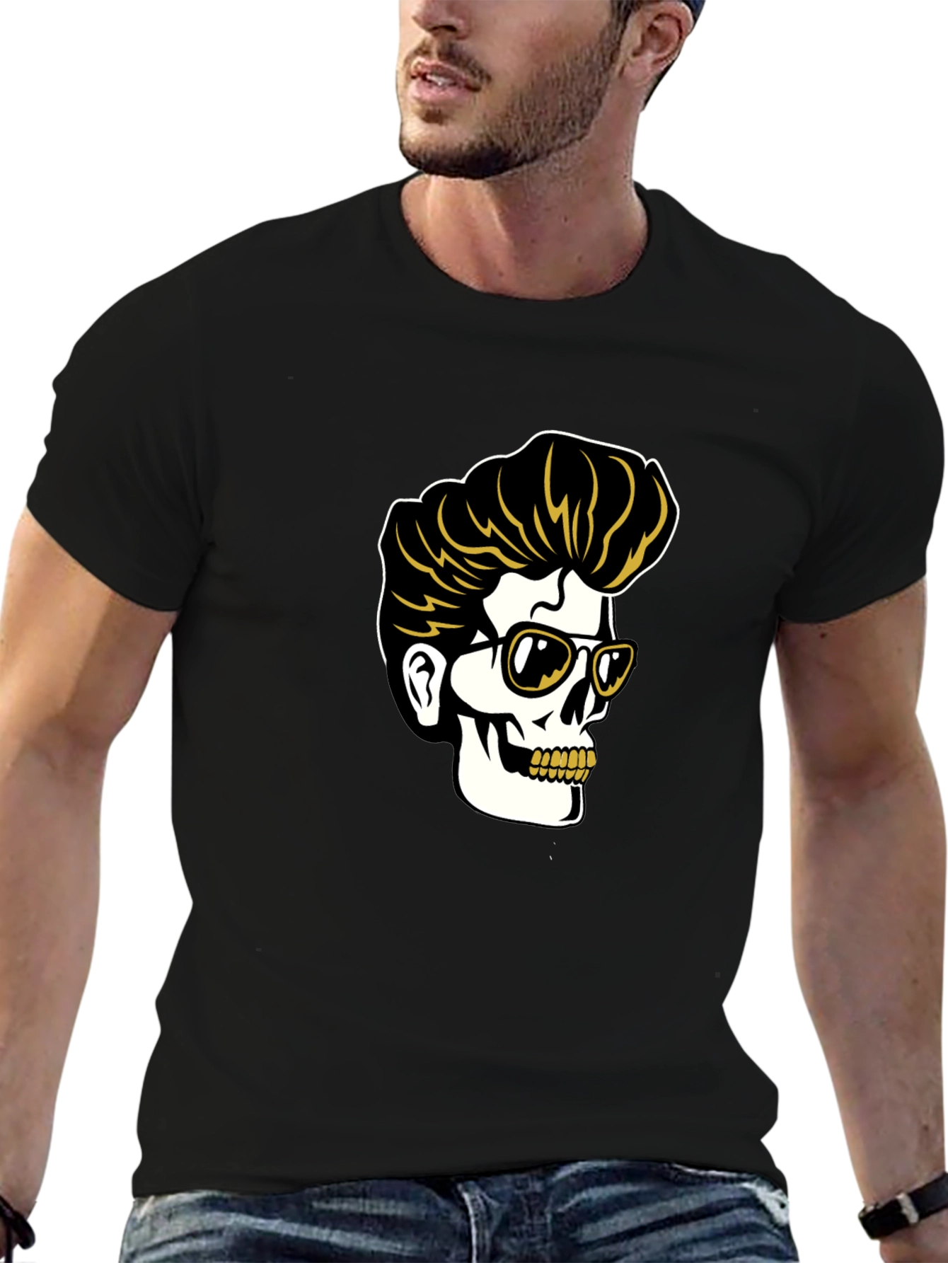 Cool Skull Graphic Tee - Rockabilly Style