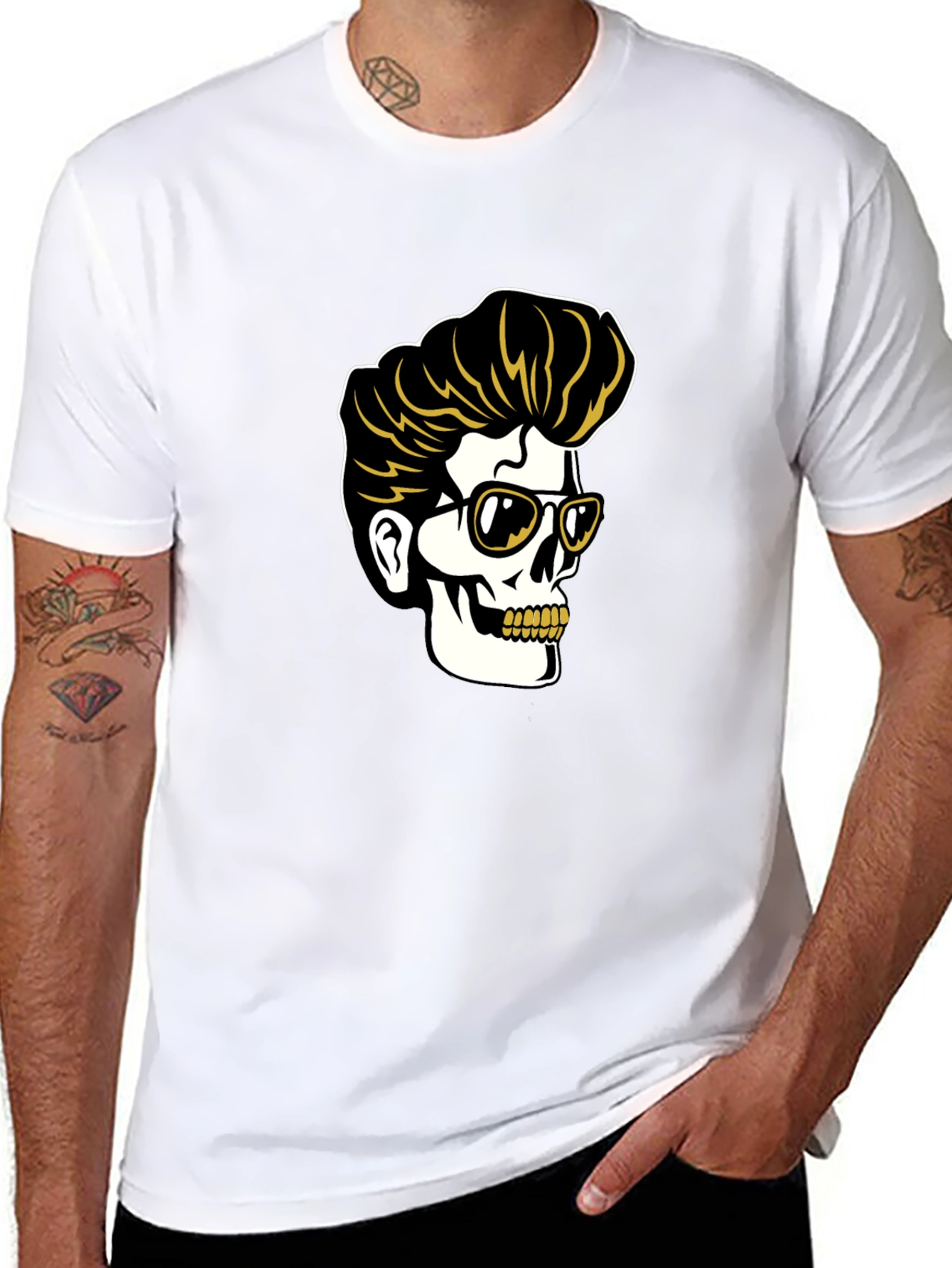 Cool Skull Graphic Tee - Rockabilly Style