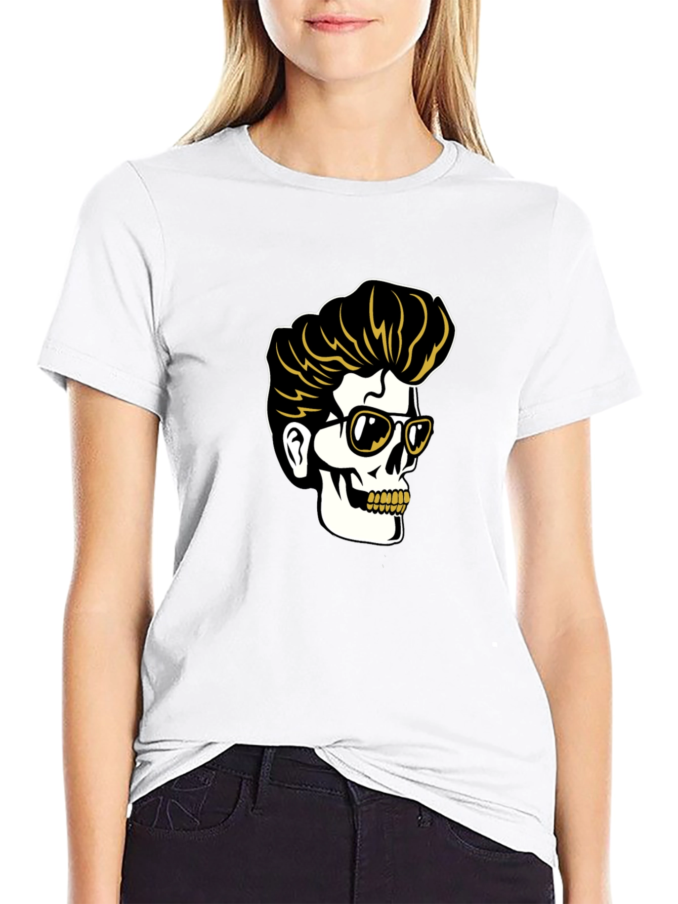 Cool Skull Graphic Tee - Rockabilly Style
