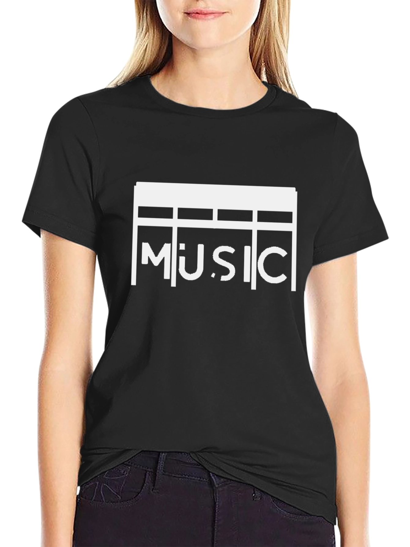 Stylish Music Graphic Black T-Shirt