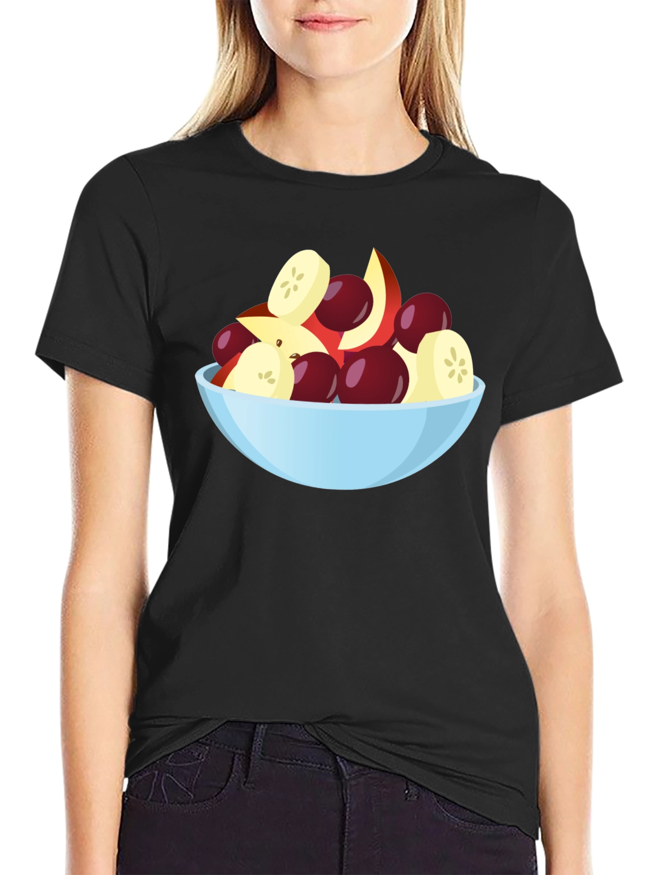 Fruit Salad Bowl Graphic Black T-Shirt