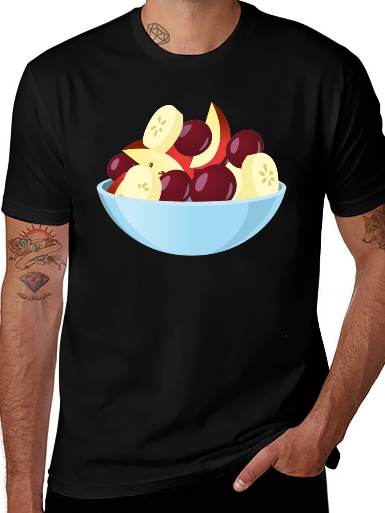 Fruit Salad Bowl Graphic Black T-Shirt