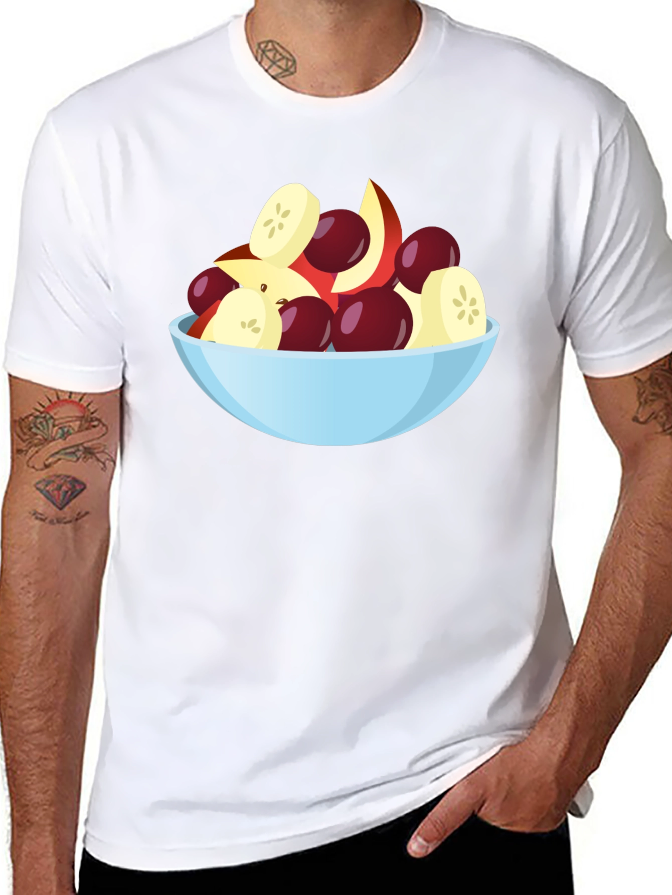 Fruit Salad Bowl Graphic Black T-Shirt