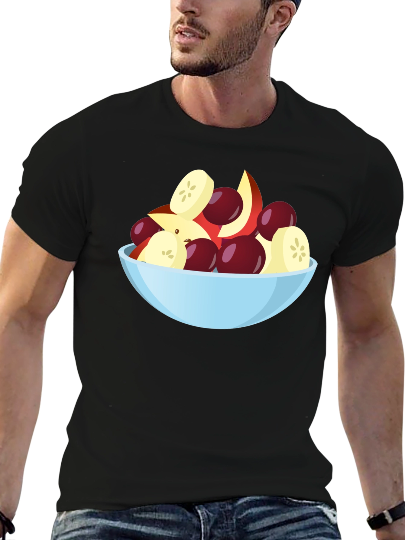 Fruit Salad Bowl Graphic Black T-Shirt