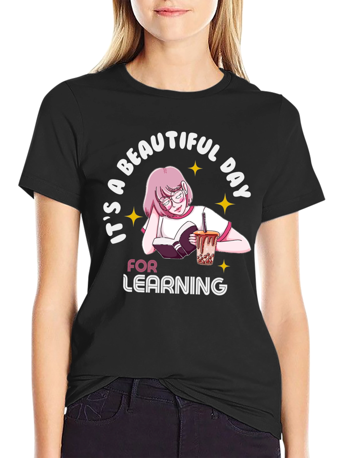 Beautiful Day For Learning Black T-Shirt