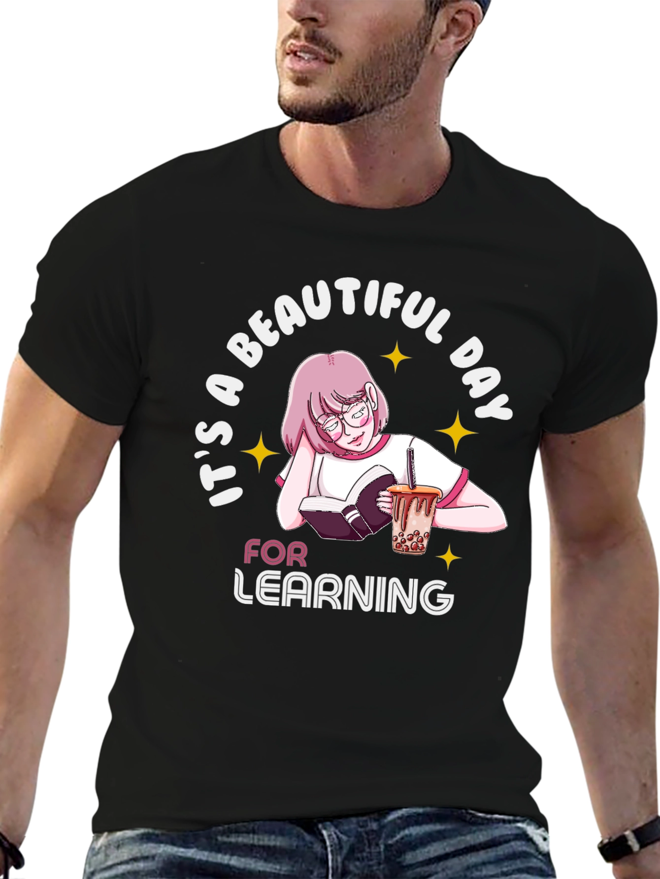 Beautiful Day For Learning Black T-Shirt