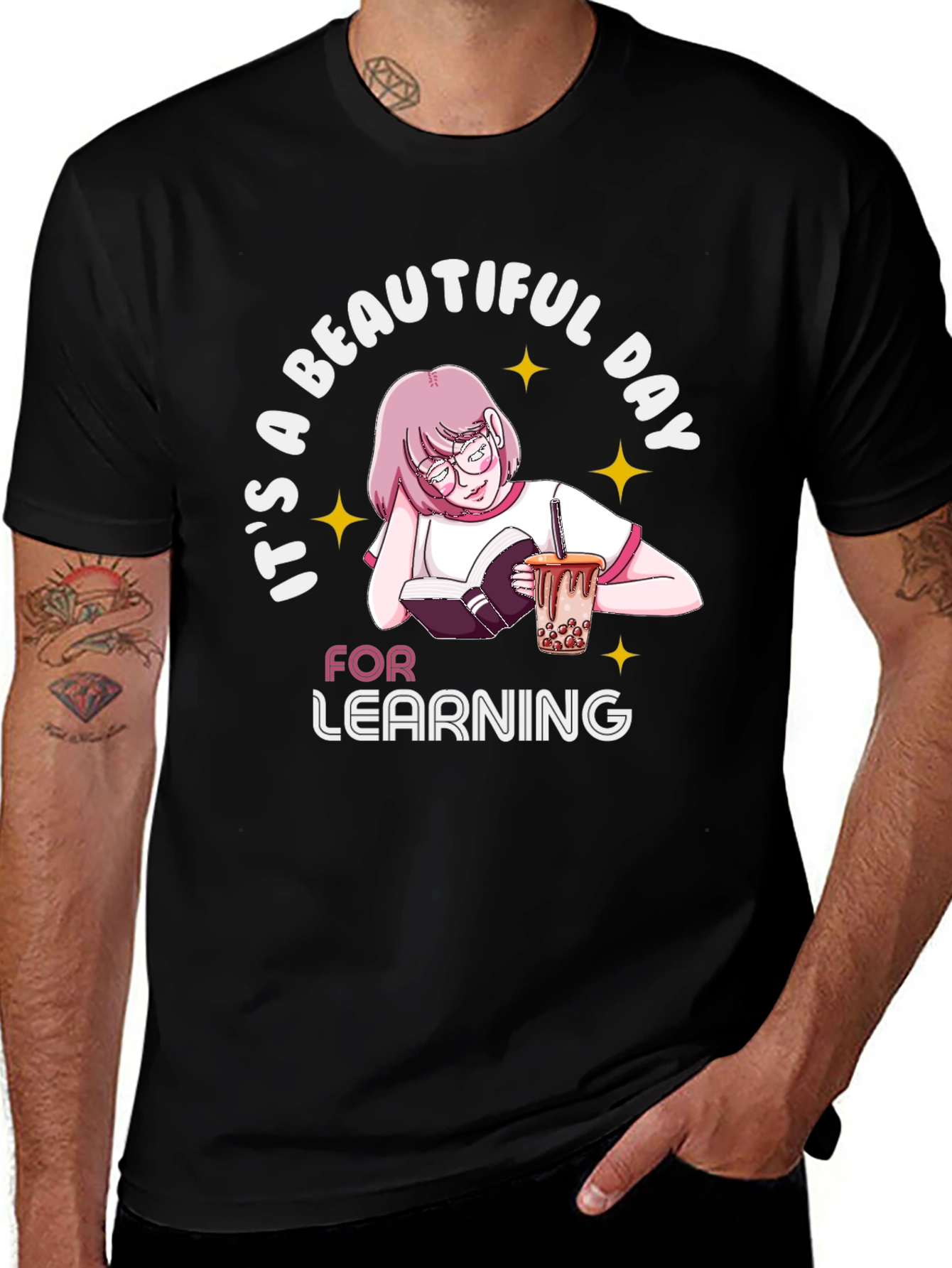 Beautiful Day For Learning Black T-Shirt