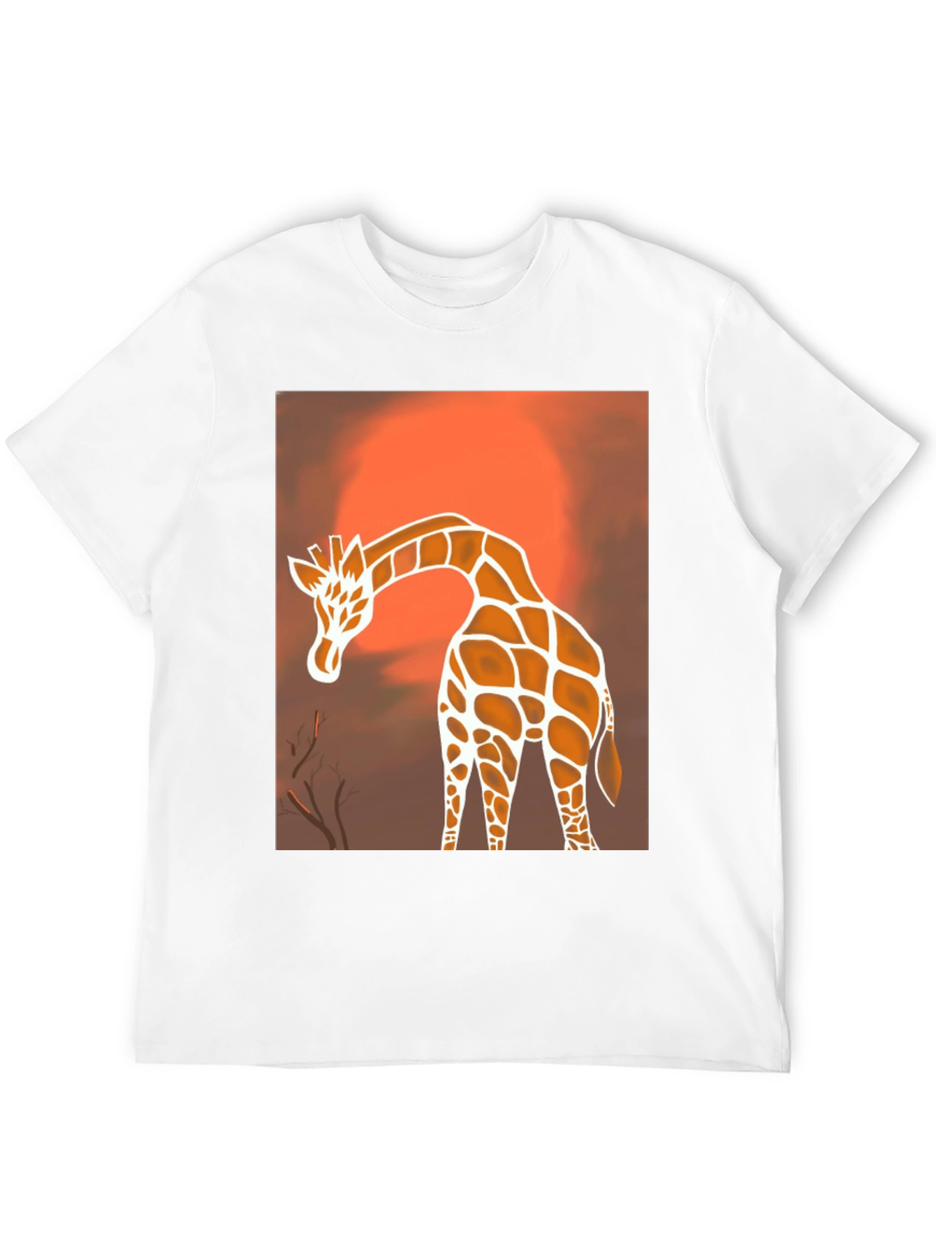 Giraffe Sunset Graphic Tee - Stylish Black T-Shirt