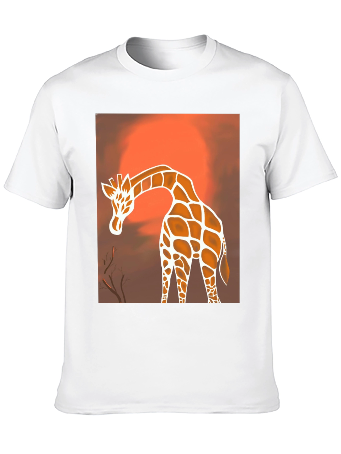 Giraffe Sunset Graphic Tee - Stylish Black T-Shirt
