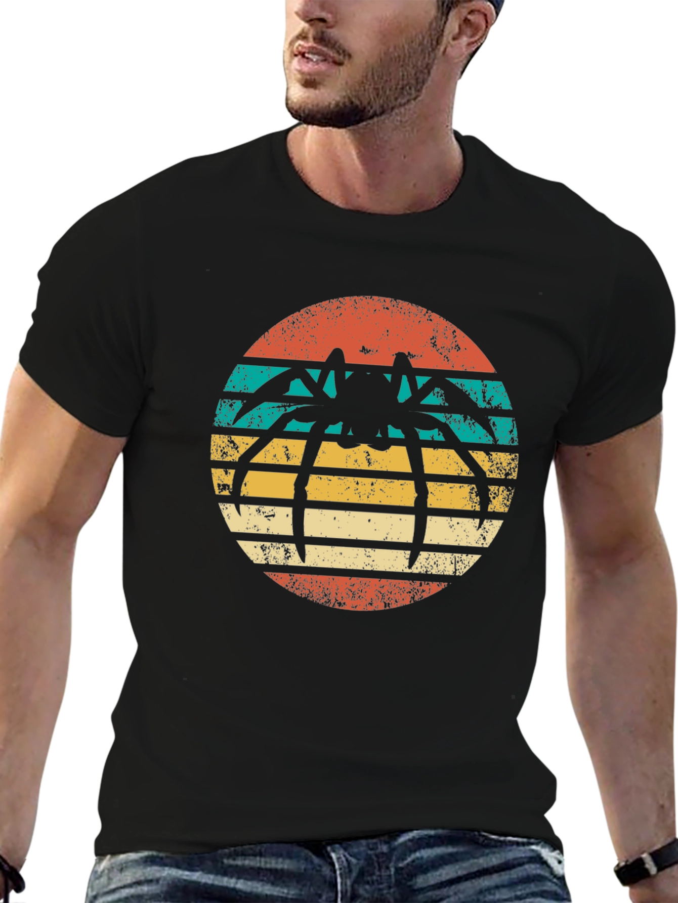 Retro Spider Graphic T-Shirt - Black